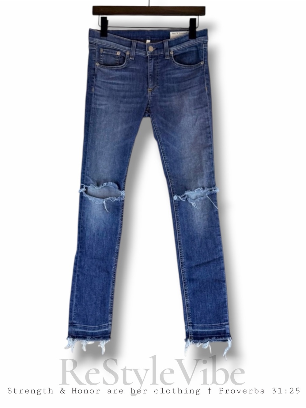 RAG & BONE Womenโs Size 27 Denim Jeans Capri Style Skinny Slim Fit Stretch